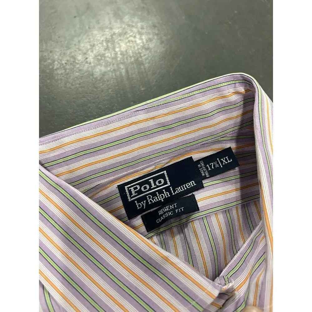 Polo Ralph Lauren Button Up Dress Shirt Classic‎ Fit Striped Multicolor Men’s XL